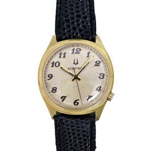 Accutron Vintage 1973 10K Gold Plated Watch 33mm Sunburst Dial